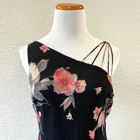 Vintage Asymmetrical One-Shoulder Midi Floral Dress - Picture 5 of 14